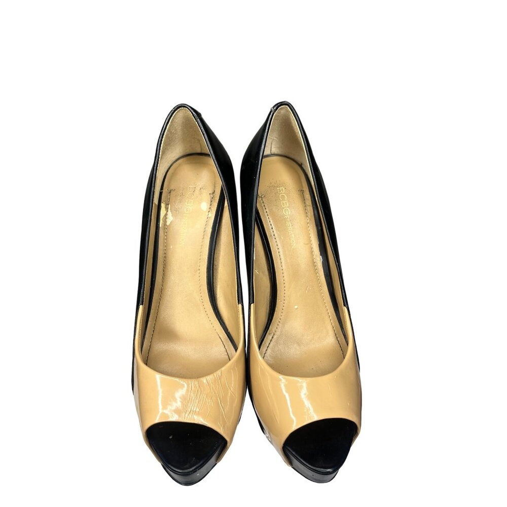 BCBGeneration Heels Size 8 1/2 Black/Beige Business Casual Classic Comfortable - Picture 12 of 16